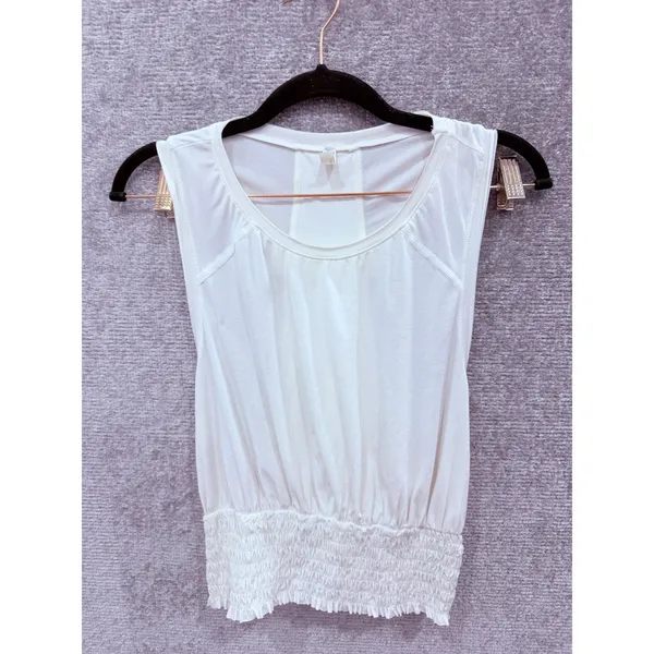 Free People Womens Tank Top Small White FP Movement Smocked Hem OB1047999 - Image 4