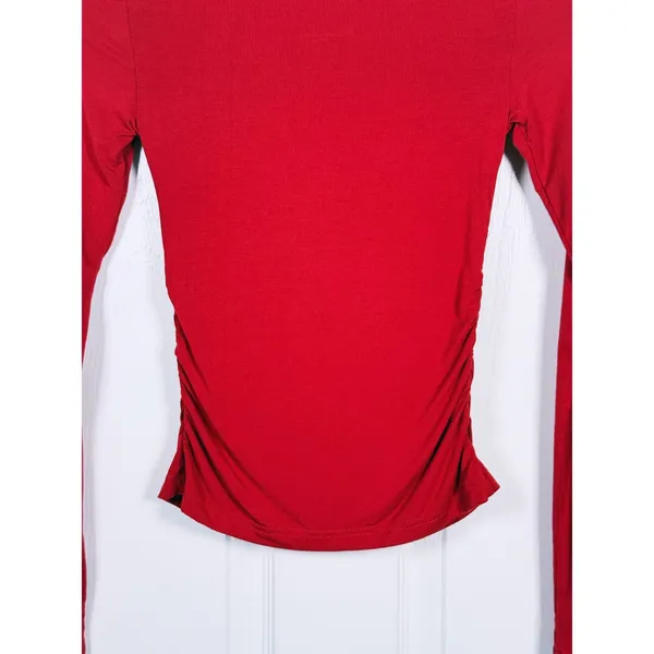 White Fox Sweetheart Ruched Long Sleeve Top Size XS Red Romantic Going Out Party - Image 11