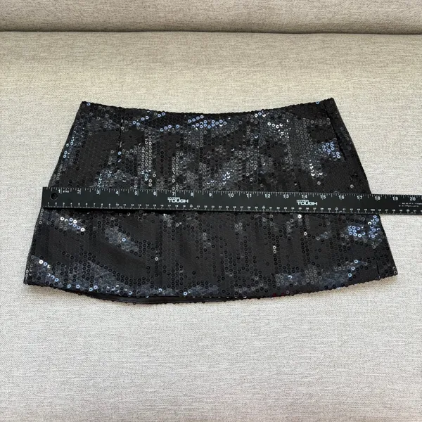 NWT Parke Black Sequin Mini Skirt Small Sparkly Party Night Out Whimsy Goth Glam - Image 6