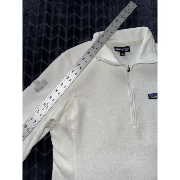 Patagonia Women's‎ Fleece Pullover White 1/4 Zip Lightweight Embroidered Sz M - Image 9