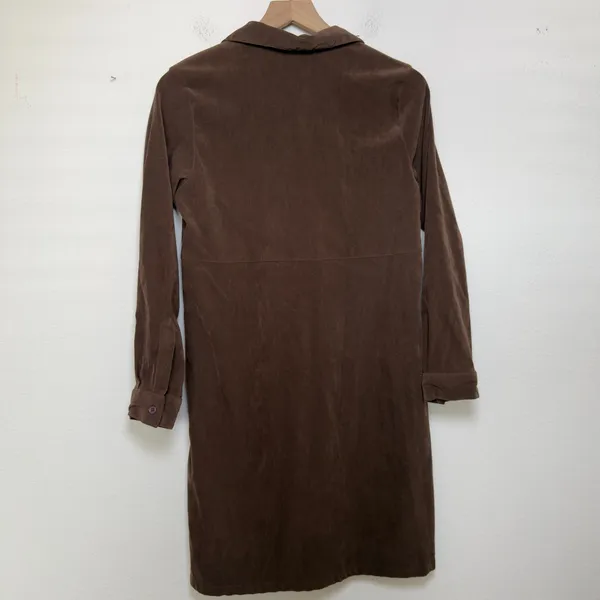 Herman Geist Faux Suede Dress‎ Medium Chocolate Brown Western Long Sleeve Boho - Image 7