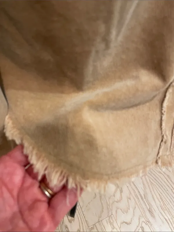 Women's Tan Frayed Button-Front shirt - corduroy western looks - Image 4