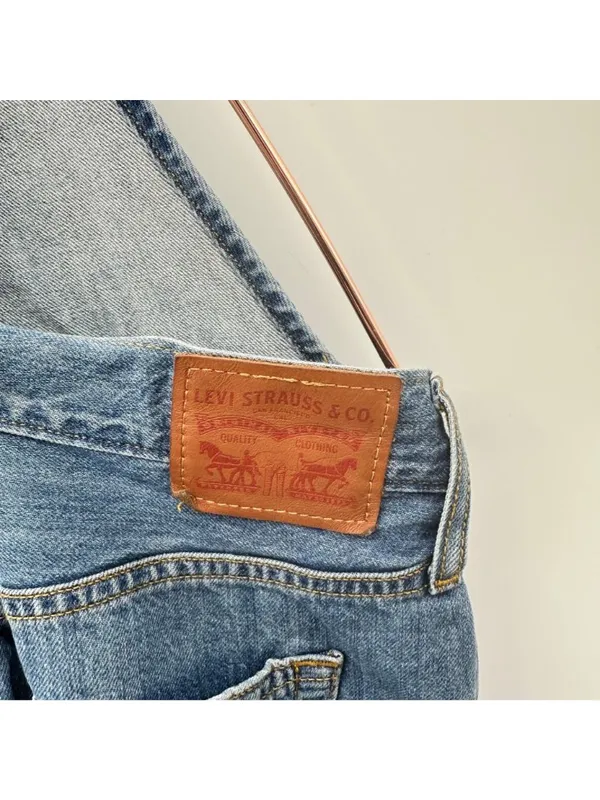 Levi's Denim Overalls With Distressed Knee Size XXS - Image 6
