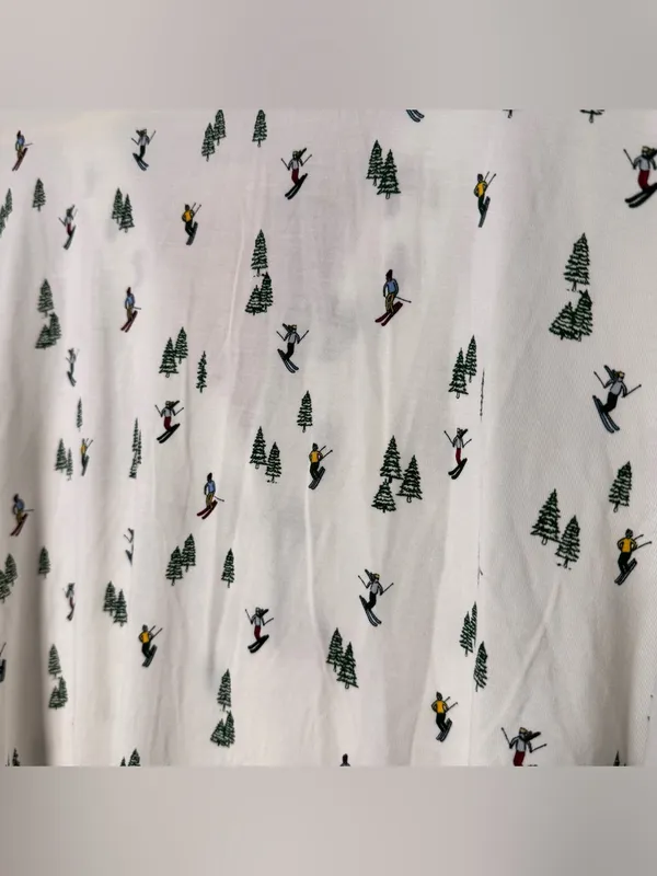 Eberjey Gisele short sleeve pajama top Ski Chalet Ivory/Pine alpine skier NEW - Image 5