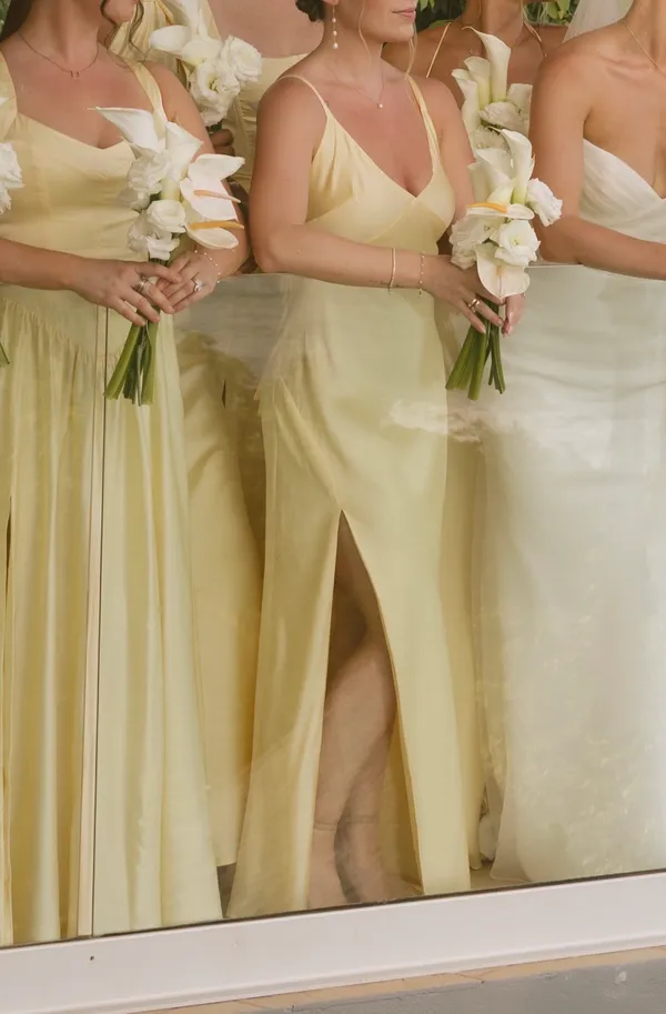 Show Me Your Mumu Anderson Maxi Dress Pale Yellow Luxe Satin - Image 4