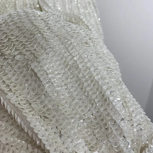 Retrofête Gabrielle Robe Sequins Wrap Mini Dress in Moonglow White Womens XS - Image 12