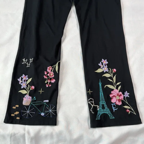NWT‎ Johnny Was M Embroidered Paris France Leggings Art To Wear Boho Fairycore - Image 10