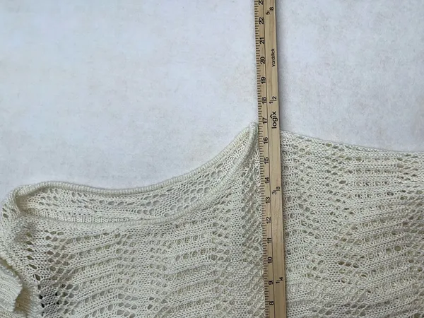 ARIAT Cream Crochet Knit Duster Vest Long Open Front Sleeveless Cardigan L Boho - Image 8