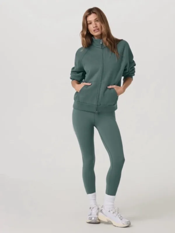 Vuori Restore Double Zip Sweatshirt Jacket in Agate Green Large Organic Cotton - Image 2
