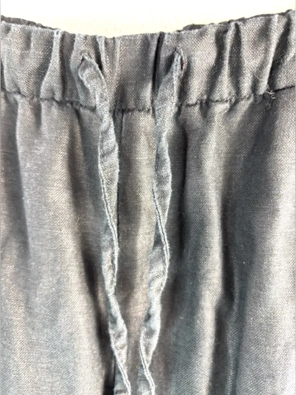 GAP XS Linen Pull-On Wide Leg Cargo Pants in Black - Image 3