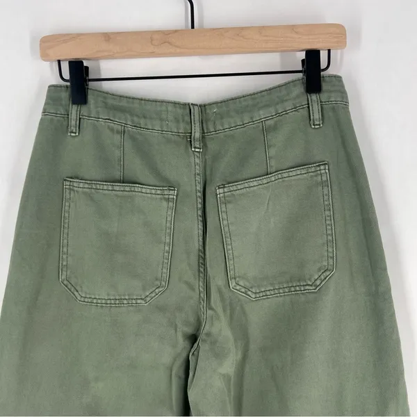 Vervet Cargo Wide Leg Jeans Army Green High Rise Utility 100% Cotton Size 26 - Image 9