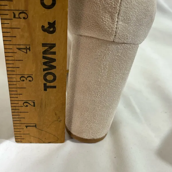 Suede Slouch Pull On Boots 4” Block Heel Womens Eu 42 Us‎ Sz 11 Ivory New - Image 10