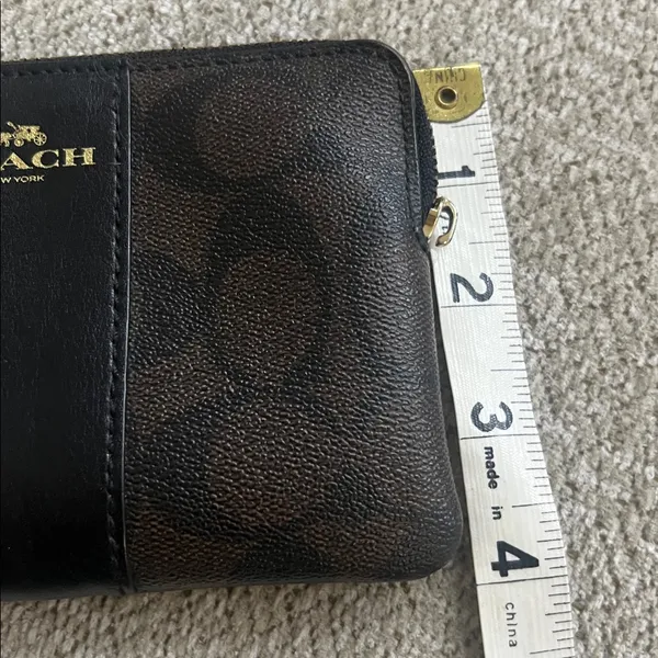 COACH Wristlet Wallet Chocolate Brown Stripe Signature Canvas Logo Leather - Image 5