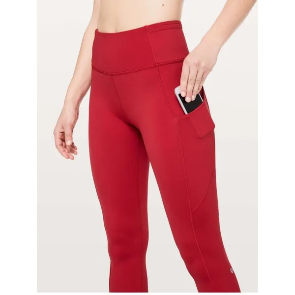 Lululemon Fast & Free 7/8 Tight Dark Red High Rise 25” Inseam Nulux Fabric Sz 4 - Image 4