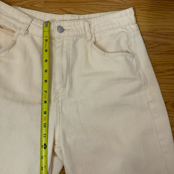 SheIn Light Cream Beige High Waisted Straight Leg Cotton Baggy Pants - Image 7