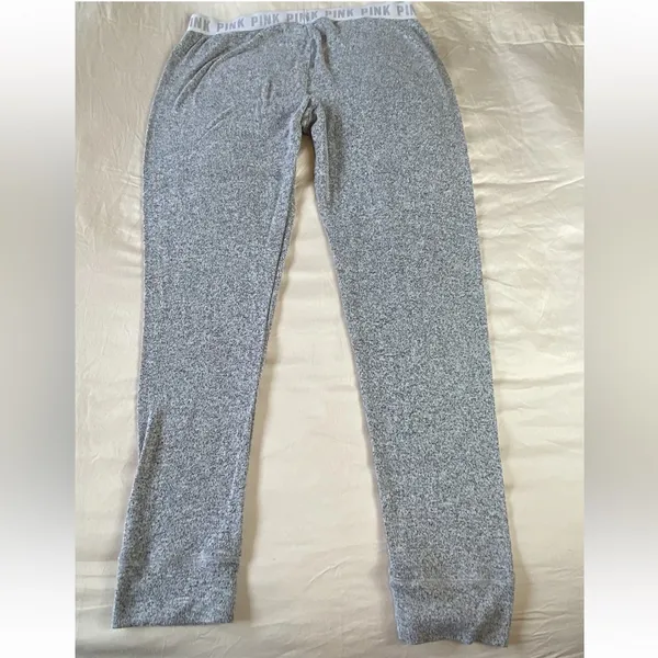 NWOT PINK Victoria’s Secret Heather Gray Lounge Leggings Waist Logo Size Large - Image 5