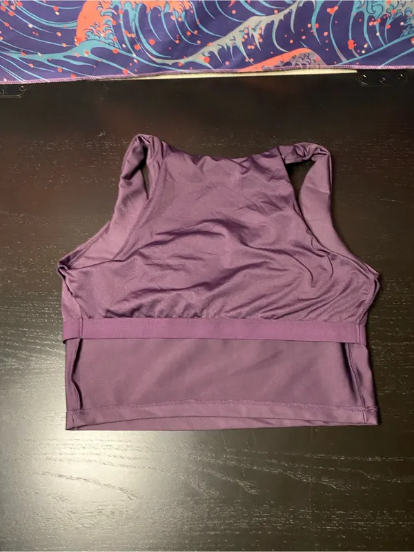 Purple Women's Crop Sports Bra Top - Image 5