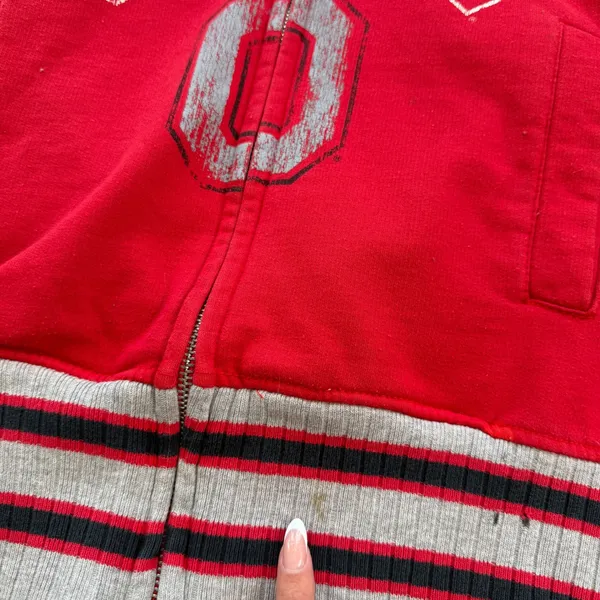 G III for Her Alyssa Milano Ohio State Buckeyes Red Zip Up Hoodie Women Large - Image 8