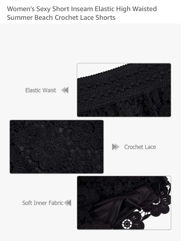 Luxe Black Lace Shorts Summer Chic Goth Grunge Glam Quiet Luxury M - Image 6