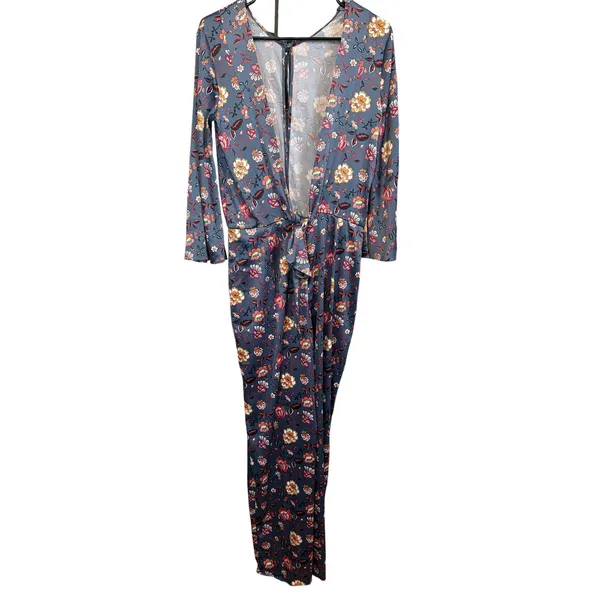 Victoria's Secret Floral Satin Open Back Wide‎ Leg Jumpsuit Medium - Image 4