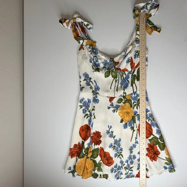 Reformation Niara Floral Print Crepe Mini Dress Size 8 Cottage Romantic Coquette - Image 11