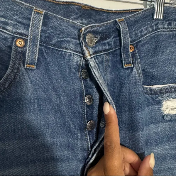 Levi's Premium 501's High Rise Jeans‎ Ripped Size 28 x 28 Minimalist Streetwear - Image 4