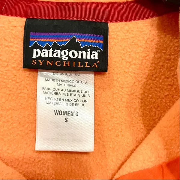 Vtg Patagonia Synchilla Snap-T Fleece Pullover Peach Ladies Sz S - Image 2