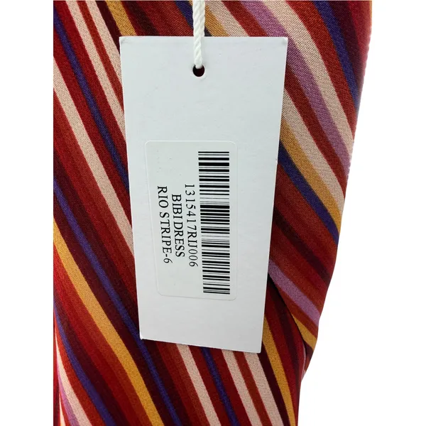 Reformation Bibi Dress Rio Stripe Multi Striped Halter Backless Keyhole Sz 6 NEW - Image 6