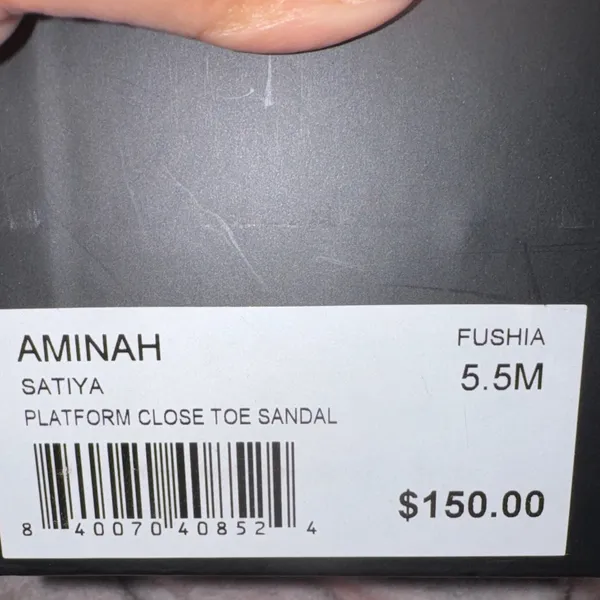 AAJ By AMINAH Satiya Fuchsia Satin Close Toe Platform‎ Heels NIB 5.5 - Image 6