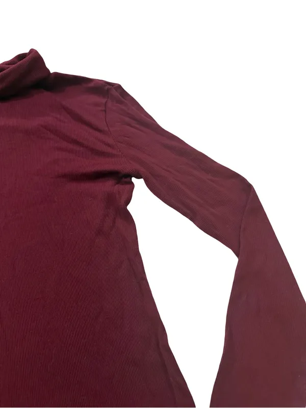 Splendid Burgundy Ribbed Turtleneck Sweater Long Sleeve Top Basic Medium Women's - Image 3