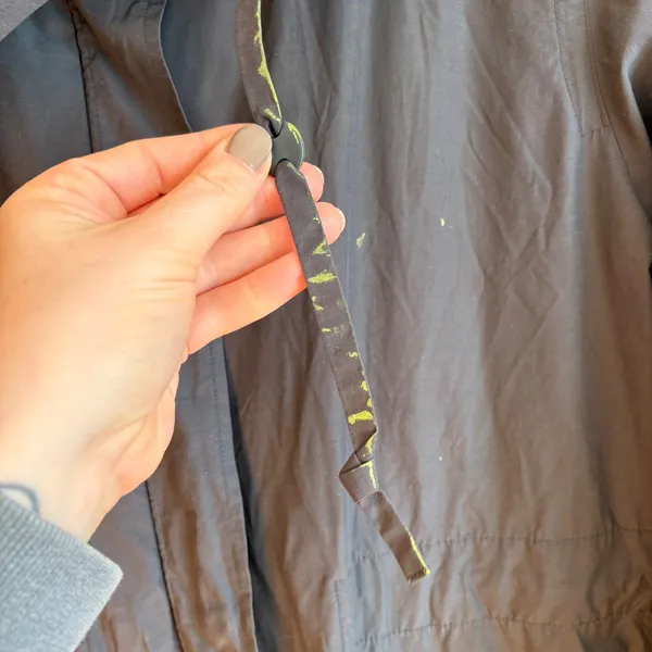 Eileen Fisher Charcoal Gray Lightweight Drawstring Hooded Anorak Jacket XS‎ - Image 2