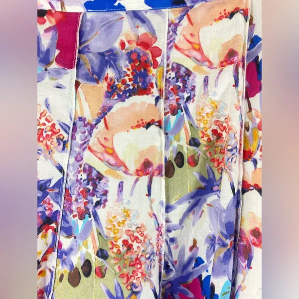 Coldwater Creek Women’s 2XL Floral Pleated Multicolor Cotton Blend Midi Skirt - Image 7