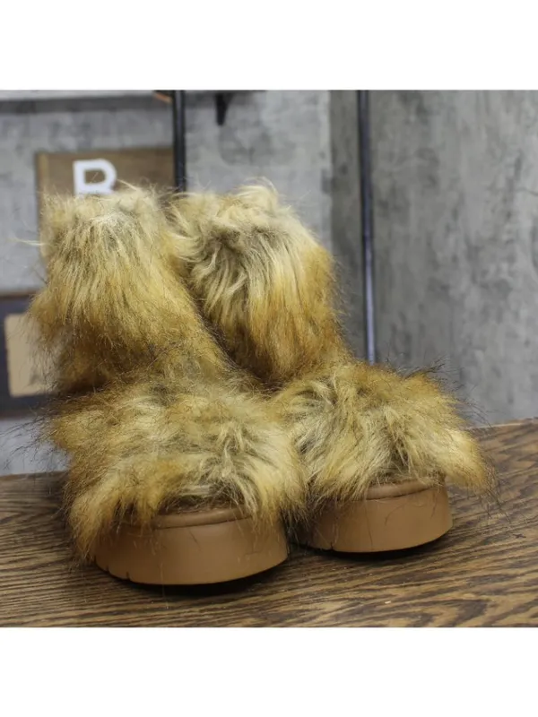 NWT A New Day Faux-Fur Ankle Boots with Memory Foam Insole 94715797 Brown 9M - Image 4