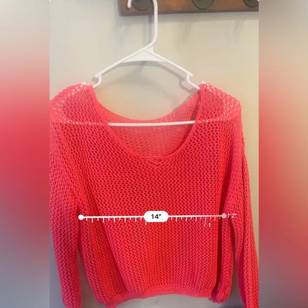 Women’s Crochet Hallowed Out Pink Sweater/ Cover Up Size Small - Image 10