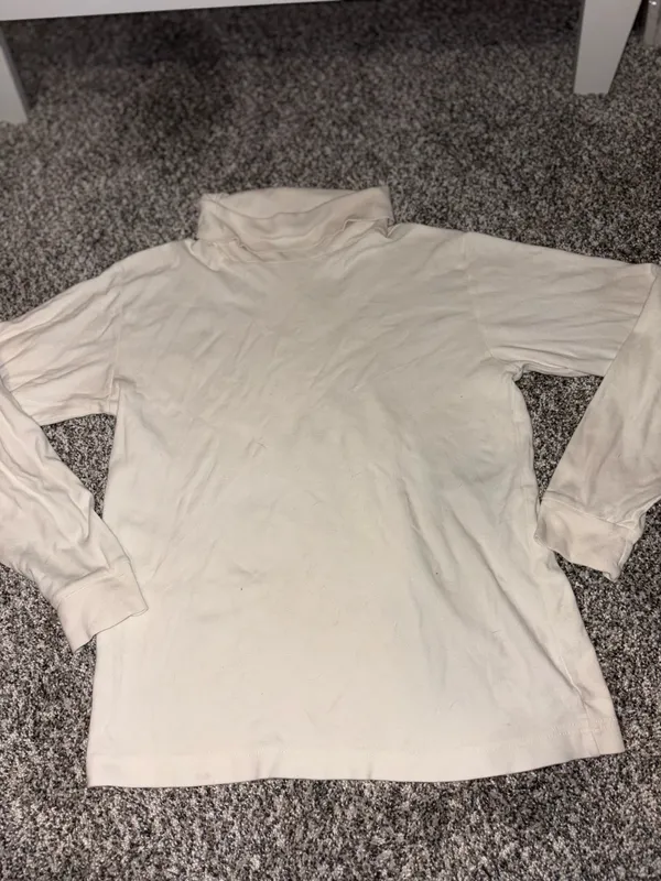 Cream Turtleneck Long Sleeve Knit Top White Size L - Image 2