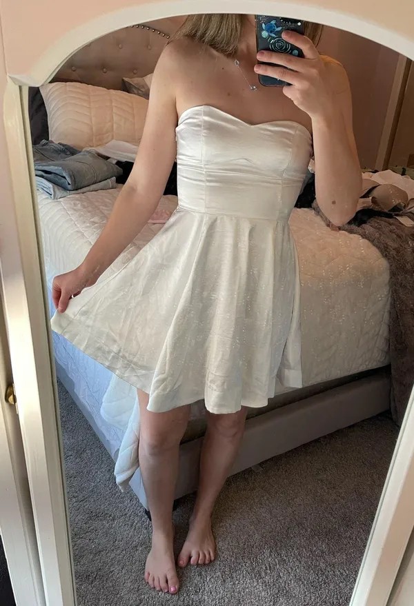 Altar'd State strapless mini satin dress - Image 6
