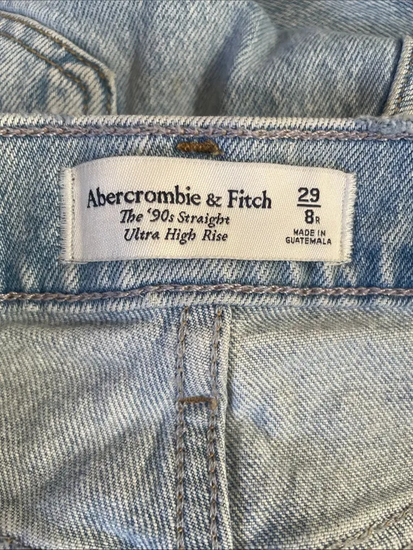 ABERCROMBIE & FITCH 90s Straight Ultra High Rise Crossover Waist Jeans Size 8/29 - Image 9