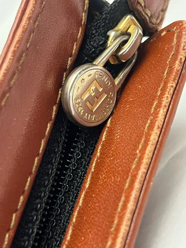 Fendi Zippered Small Wallet/Pouch, Zucca Pattern and Leather Trim - Image 10