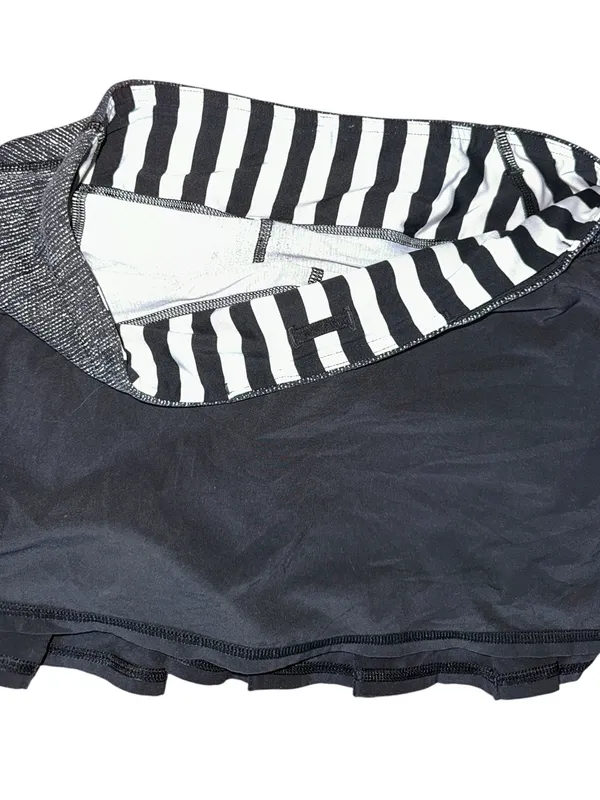 Lululemon Pace Setter Skirt Small 4 Black Burlap white Stretch Tennis Preppy - Image 8