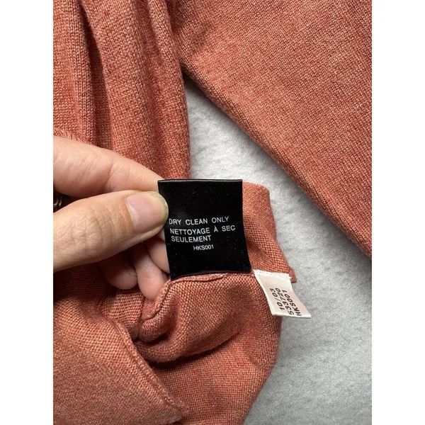 Vintage Adidas Women's Cardigan Sweater Silk Cashmere Orange Gray 3 Stripe Sz L - Image 4