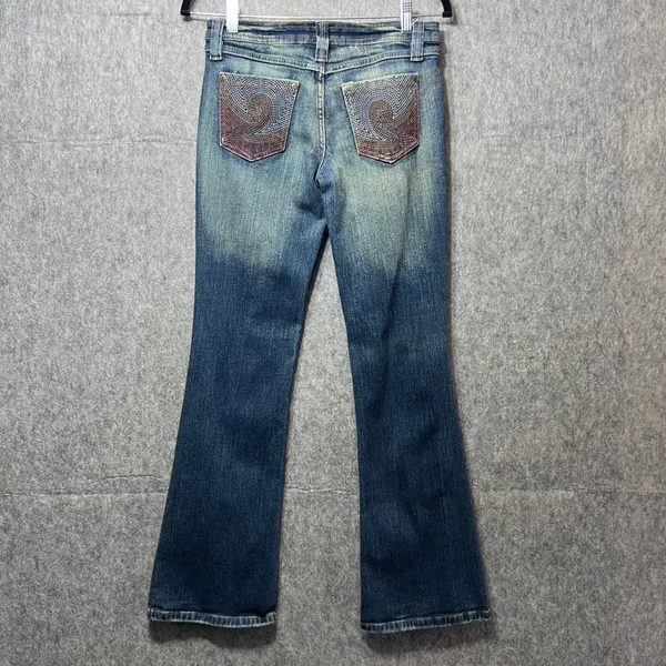 Vintage Y2K No Boundaries Flare Jeans Low Rise Wide Leg Denim‎ Blue Juniors 5 - Image 3