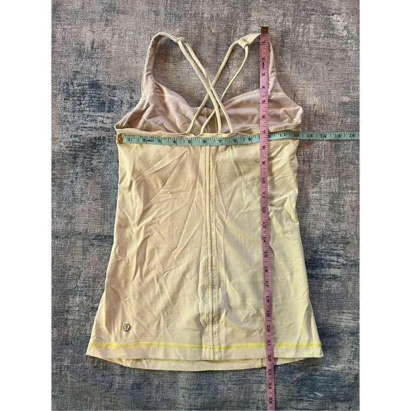 Lululemon Free To Be Tank Slope Stripe Polar Cream Clarity Yellow Size 4 - Image 3
