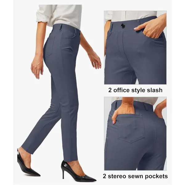 NEW Yoga Dress Pants Pockets Stretch Career Leggings Easy Hem Skinny M - Image 7