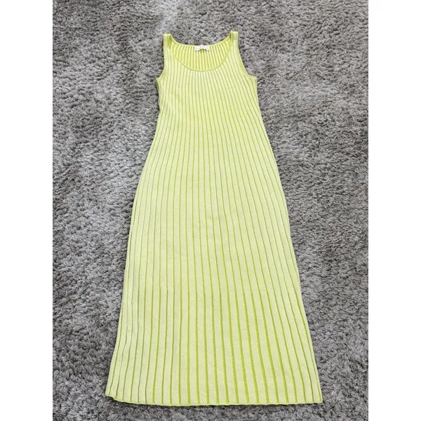 By Together Ribbed Knit Maxi Dress Lime Green Size M Tank Sleeveless Bodycon - Image 8