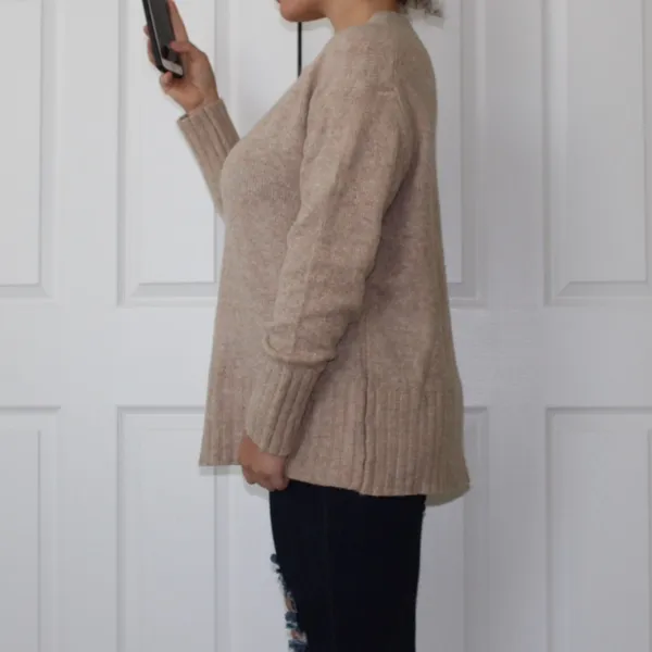 Zara | Beige Soft Crew Neck Knit Sweater - Image 7