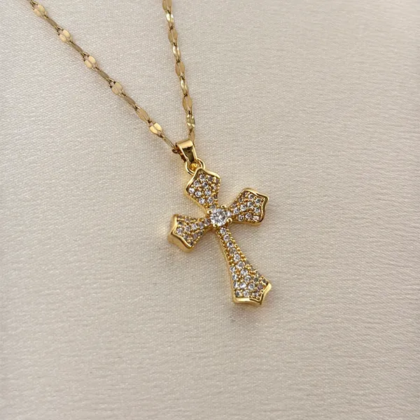 CZ Cross Pendant Necklace for Women - Image 2