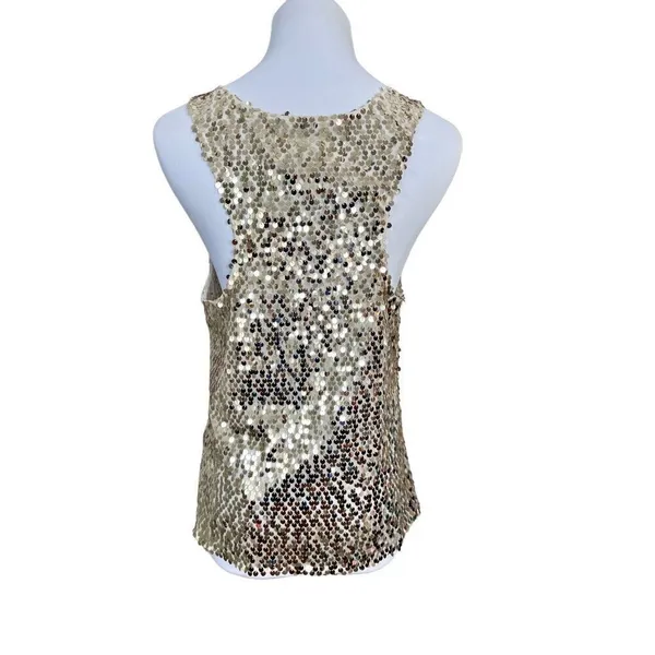 Abercrombie and Fitch Gold Sequin Tank Racer Top‎ LARGE Holiday Party NWT $88 - Image 3