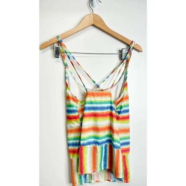 Kim Rogers Rainbow Stripe‎ Tankini Swim Top Multicolor Size Large Adjustable - Image 5
