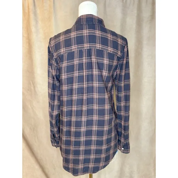 aBound Plaid Button Up Shirt Medium Cotton Long Sleeve Brown Pink - Image 3