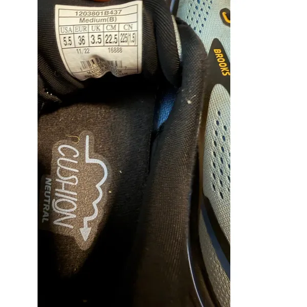 Brooks Ghost 15 Women's Running Shoes Size 5.5 Light Blue / Gold Neutral - Image 7